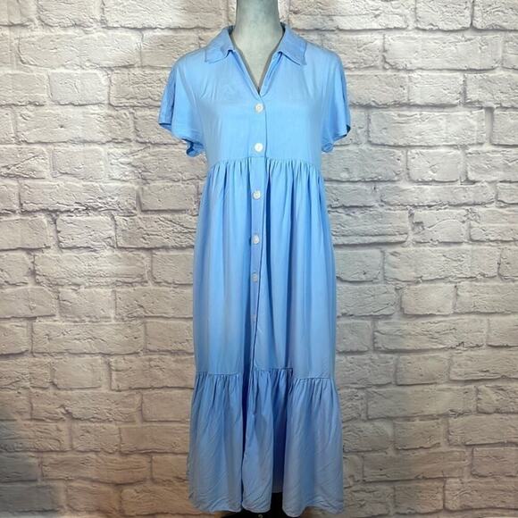 Zara collared ruffle midi dress - Picture 1 of 9